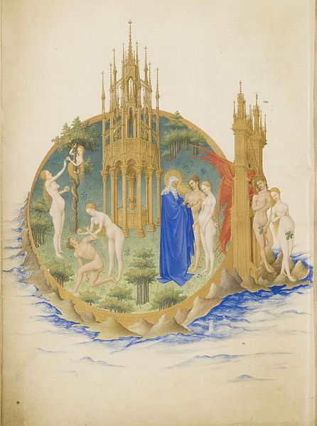 Le Paradis terrestre, Les Très Riches Heures du duc de Berry, musée Condé, Ms.65, folio 2
