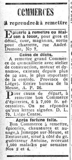 Après fortune faite (La Meuse, 12 octobre 1905)(Belgicapress)