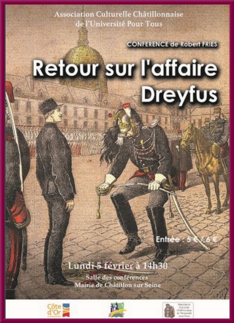"L'affaire Dreyfus", une conférence de Robert Fries pour l'Association Culturelle Châtillonnaise