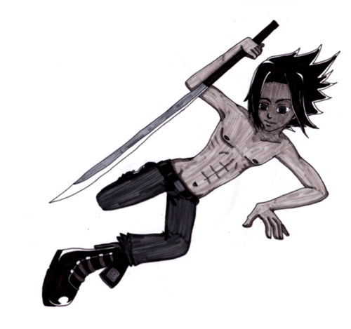 Sasuke épée en main 