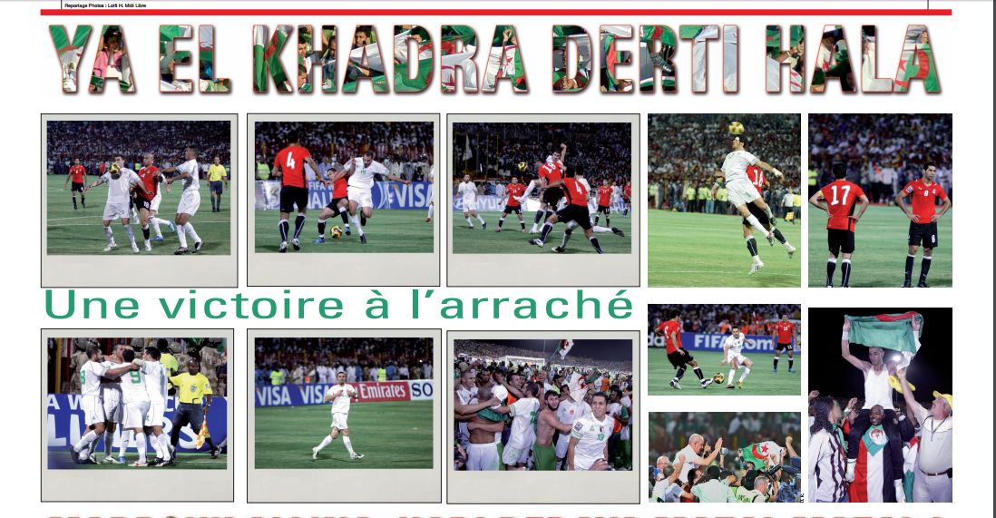 Mercredi 18.11.2009 à Oum Dormane EN bat l'egypte 1-0 et se qualifie au Mondial avec Zemmamouche et