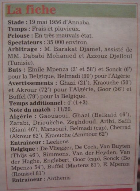 12.2. 2003 à Annaba EN-Belgique 1-3