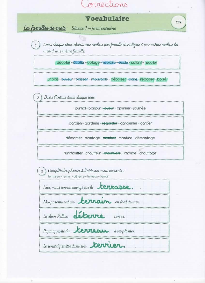 Evaluation Famille De Mots Cm1 Avec Correction CE2 CM1 - (page 12) - Ecole Sainte Anne