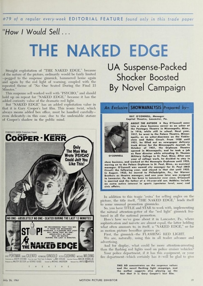 THE NAKED EDGE USA POSTER 1961