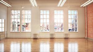 dance ballet look behind the window the dancers in the studio 