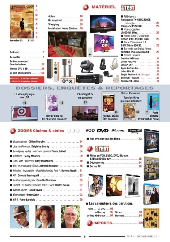 Les Années Laser N° 311 octobre 2023 Le Magazine DVD, Blu-Ray, Home Cinéma