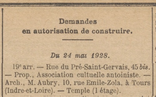 Agrandissement rue du Pré Saint-Gervais (Bulletin municipal officiel de la Ville de Paris 26 mai 1928)