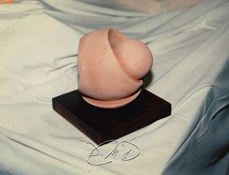 Inspiré de Henry Moore - Terre chamottée cuite et bois