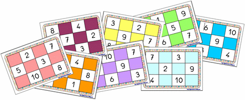 Jeux de nombres: Loto de 1 à 10  (d'après Vers les maths MS)