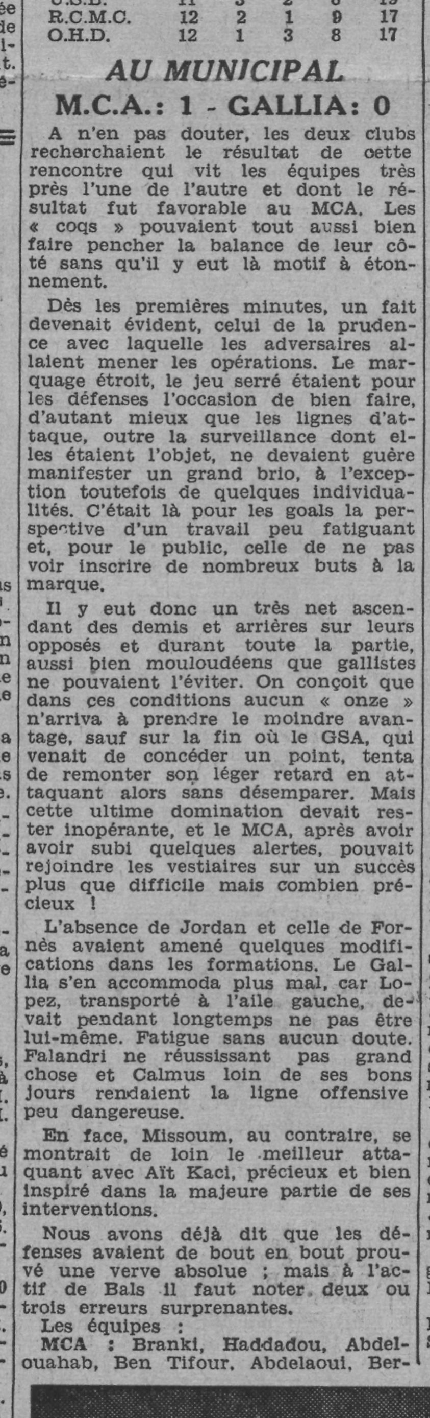 Dim 26.1.1941 au Municipal Gallia SA-MCA 0-1