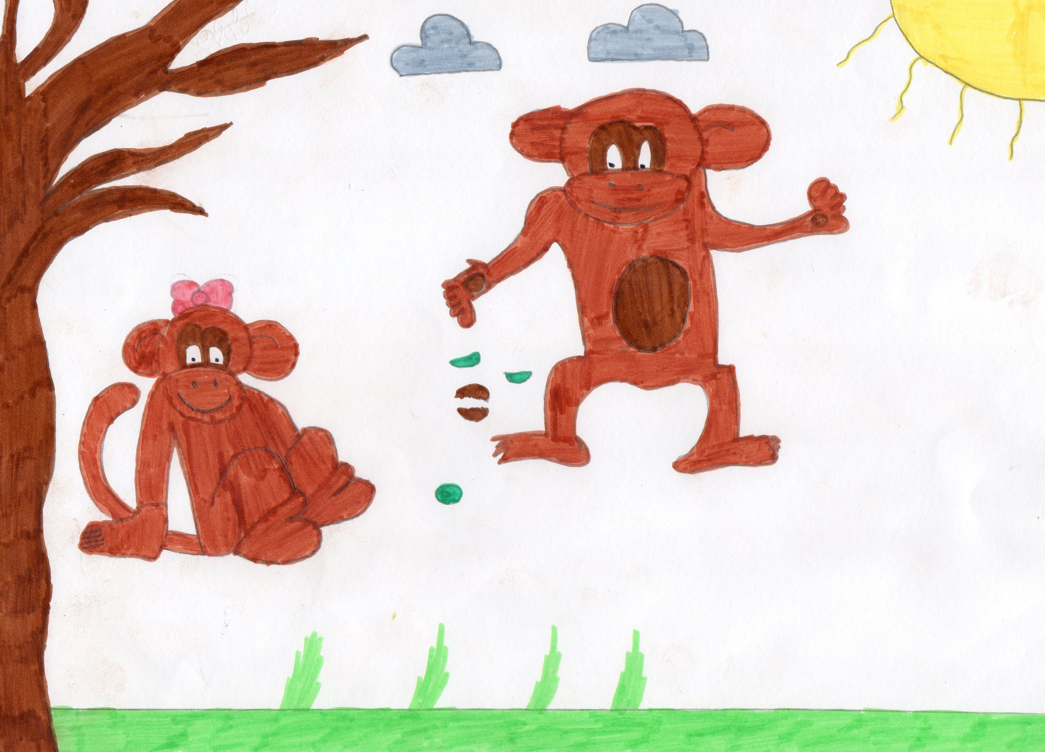 Illustration La Guenon Le Singe Et La Noix Poésies 2018-2019 - La classe de Crol