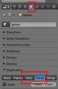 Le panneau Duplication pour la copie sur les faces ou vertices