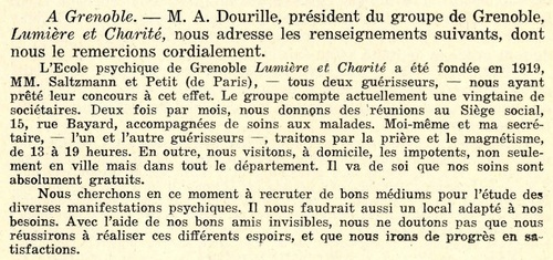 Grenoble, cercle spirite (Bulletin de l'Union spirite française, v4, 1924)