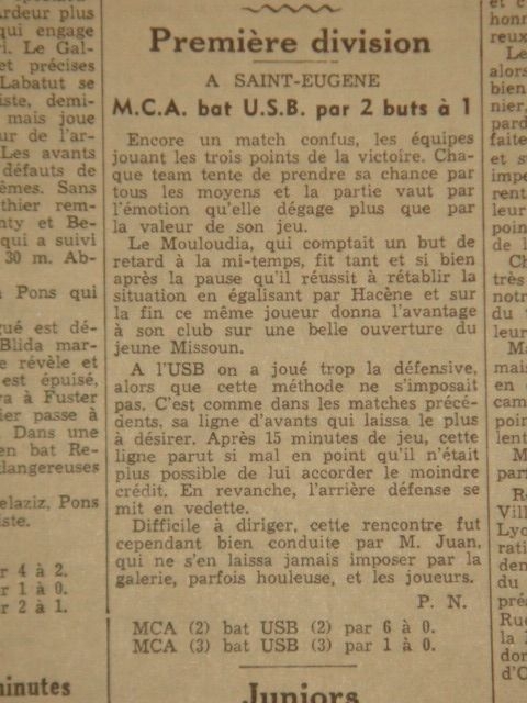 D 12.4.1936 à St Eugène match retard MCA-USB 2-1