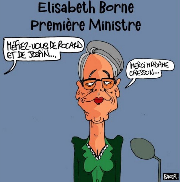 Les caricaturistes sont sans indulgence pour la nouvelle Première Ministre Elisabeth Borne....