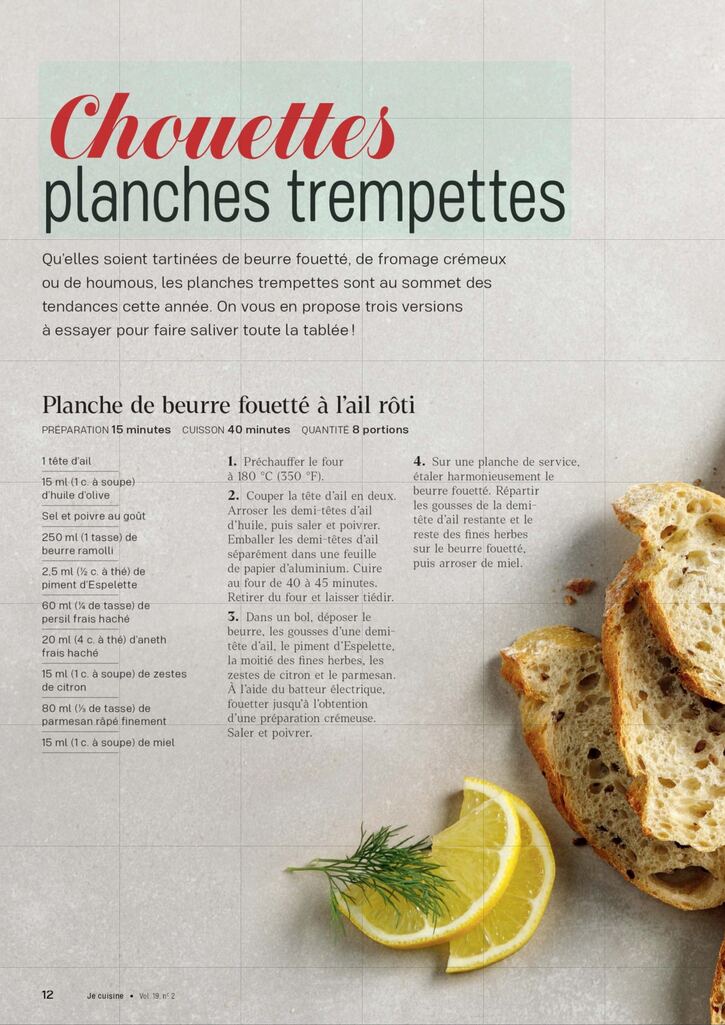 Recettes 32: Chouettes planches trempettes (6 pages)