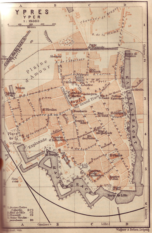 Ypres-Ieper, 1910 (cartes Baedeker)