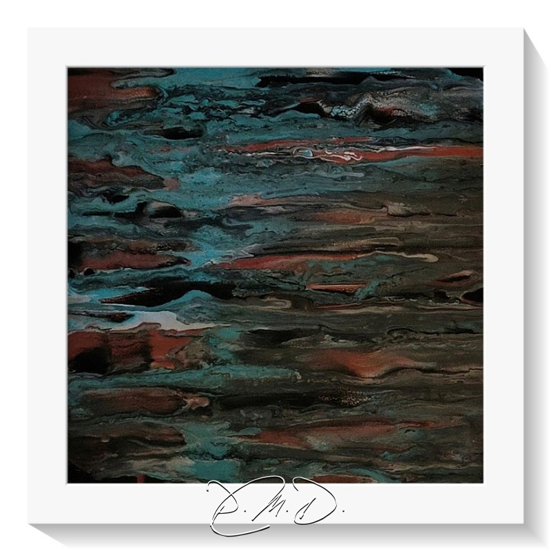 2022 - Toile 30x30 - Pouring acrylique à la spatule - CP