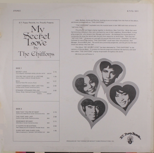 The Chiffons : Album " My Secret Love " B.T. Puppy Records BTPS-1011 [ US ]