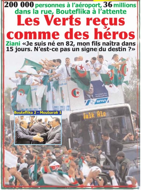 Retour triomphale de l'EN à Alger le 19.11.09