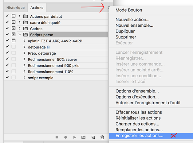 Créer des Scripts ou Actions Photoshop CC ou CS