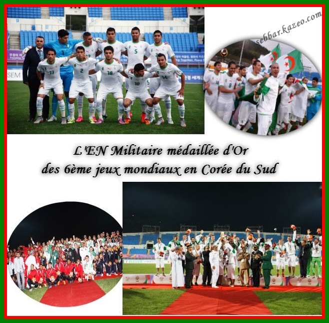 Octobre 2015  L’Algérie a remporté les 6ème jeux mondiaux militaire Corée du Sud