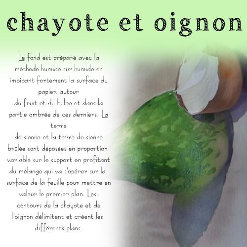 Dessin et peinture - vidéo 4107 : Comment peindre chayote et oignon 1/2 ? - aquarelle.