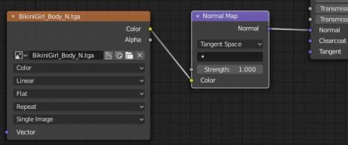 Le node Normal Map relié au node Image Texture et au node Principled BSDF