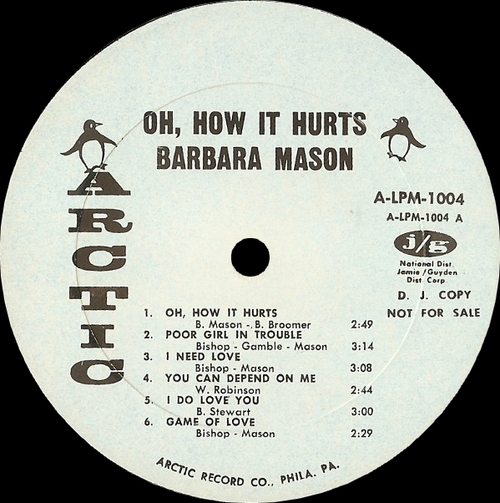 Barbara Mason : Album " Oh How It Hurts " Arctic Records A-LPS 1004 [ US ]