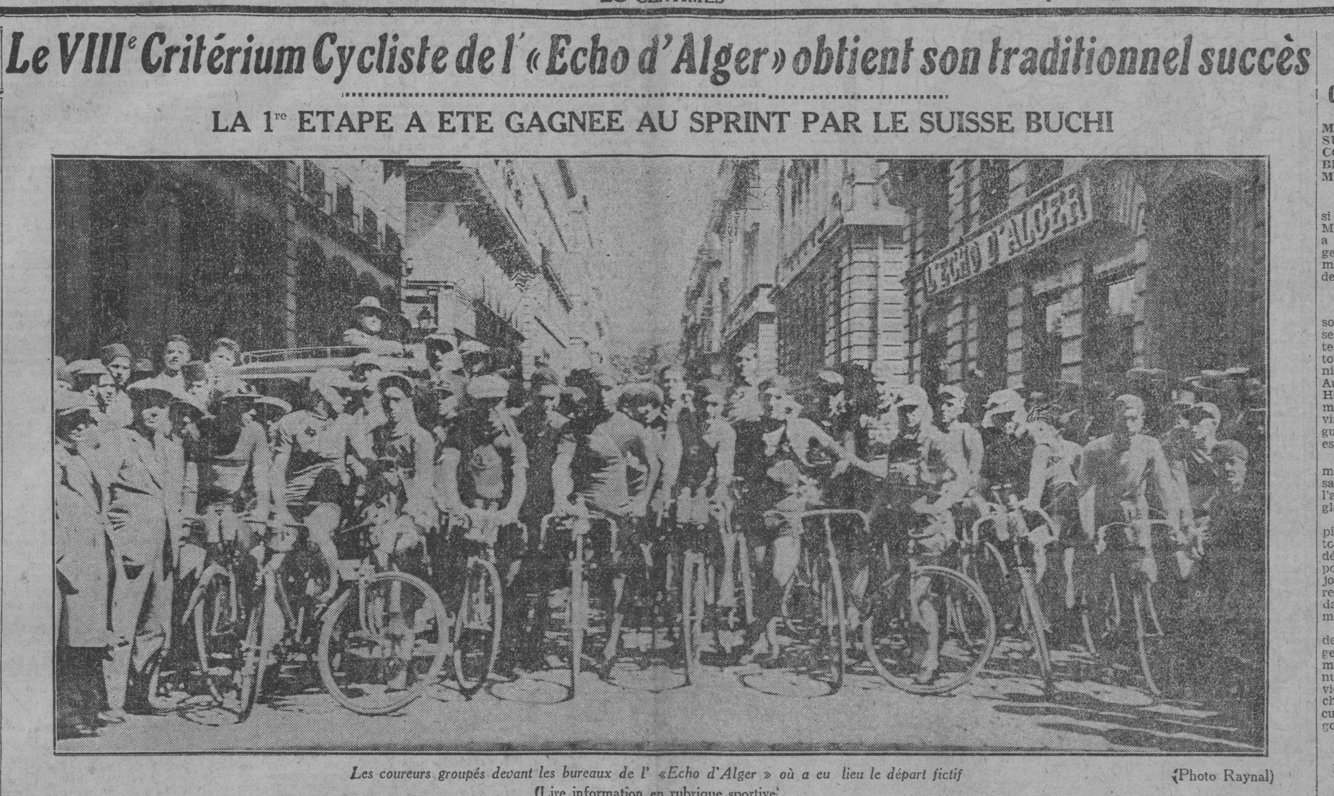 Dimanche 5.4.1931 MCA Cyclisme participe au VIII (8ème) Critérium de l'Echo d'Alger