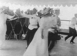 OTMA dancing with officers onboard the Polar Star, 1913 (gif)