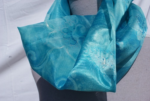 Echarpe tube en polyester en camaïeu de turquoises