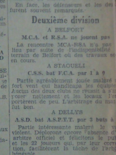 Dimanche 01.03.1931 à Belfort MCA-RSA remis au 29.03
