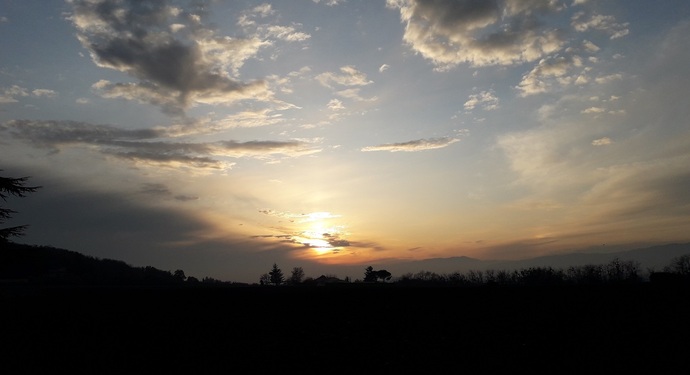 Coucher de soleil avec le Vercors en ombre chinoise