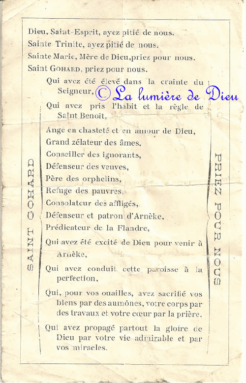 Litanies de Saint Gohard, Curé d'Arnèke