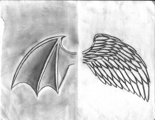 ailes démon et ange dépliées