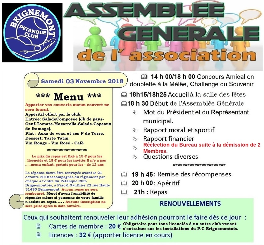 Challenge du Souvenir et Assemblée Générale 2018.