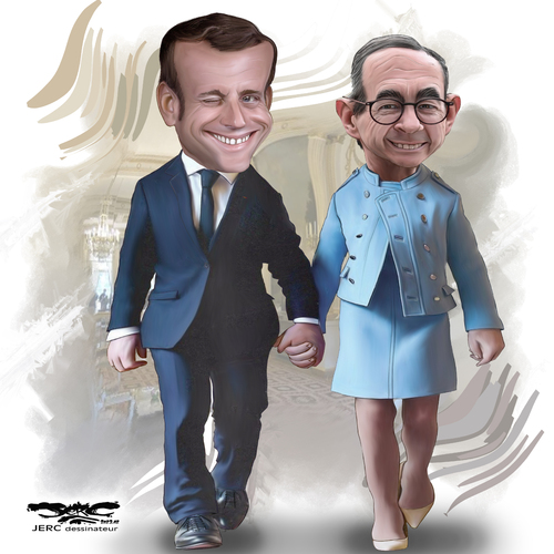 dessin de JERC dessinateur du mercredi 15 mars 2023 Caricature Bruno Retailleau, Emmanuel Macron C'est l'amour flou  www.facebook.com/jercdessin https://twitter.com/dessingraffjerc www.jerc-tbm.com