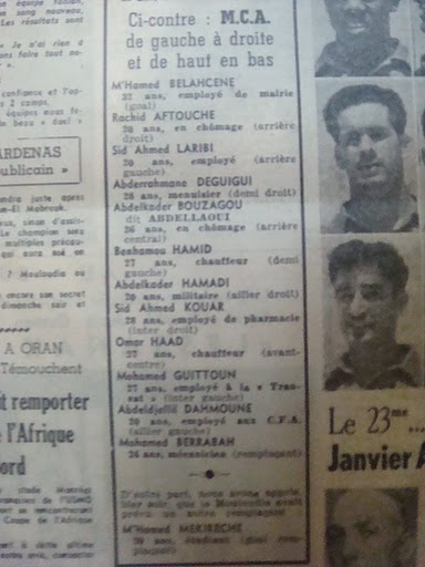 2.5.1954 Pour le titre GSA-MCA 0-0