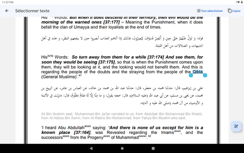 Des versets de la sourate as Saffat relatifs aux 14 Mahsoumim 'as