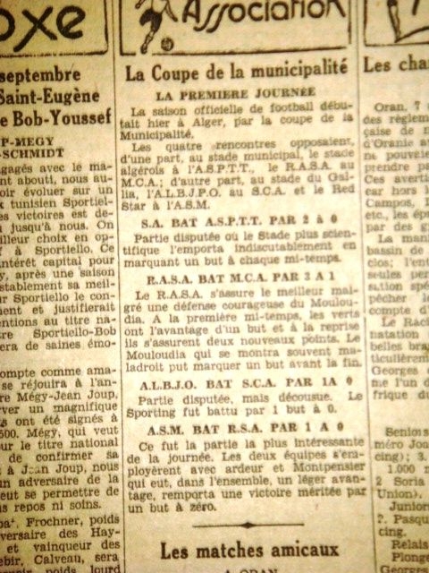 Dimanche 7.9.1930 1er tour coupe municipal RASA-MCA 3-1