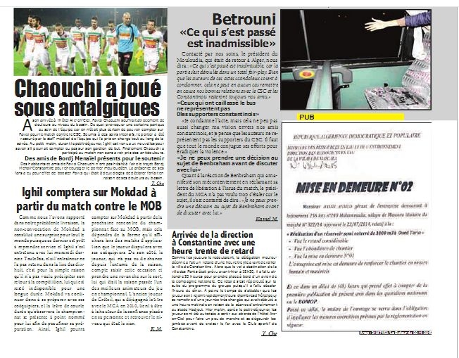 Samedi 28.11.2015 à Constantine CSC-MCA 1-1