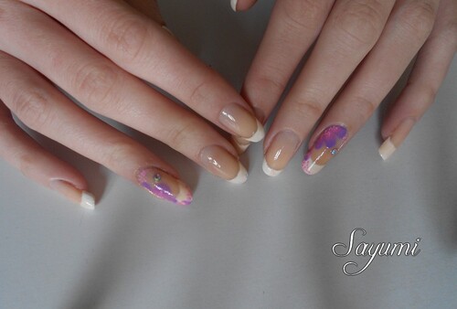 Nail Art French fleurie