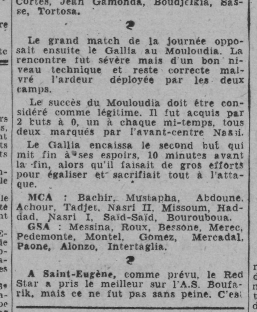 D 8.10.1944 St Eugéne MCA-Gallia.SA 2-0