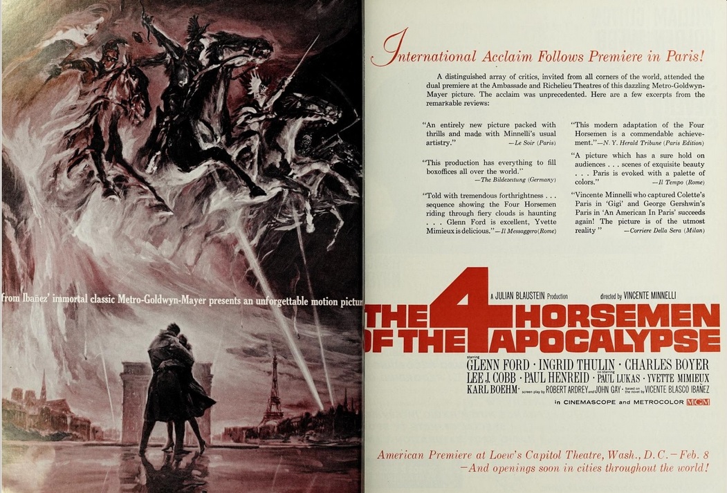 TTHE 4 HORSEMENT OF THE APOCALYPSE BOX OFFICE USA 1962