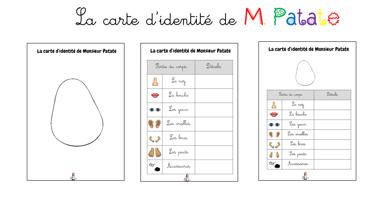 La carte d'identité de M. Patate - Maitresse Aurel