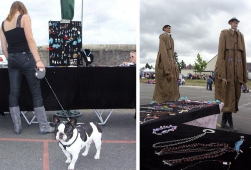 Les Bigbrôzeurs de la Cie Albedo passent devant mon stand de bijoux à la fête de la locomotion de Francueil