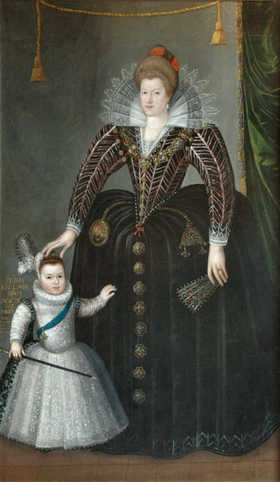 Marie de Médicis et le jeune dauphin Louis XIII (peinture de Charles Martin, 1603. Musée des beaux-arts de Blois