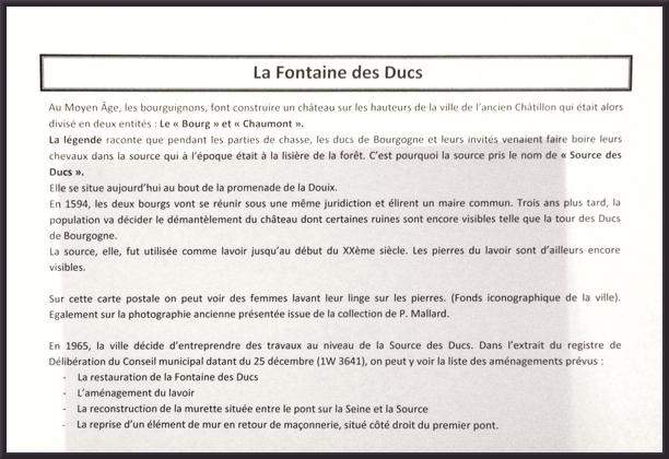 Pour les Journées du Patrimoine, les habitants de Châtillon sur Seine ont pu consulter des documents patrimoniaux sur l'eau dans la ville...