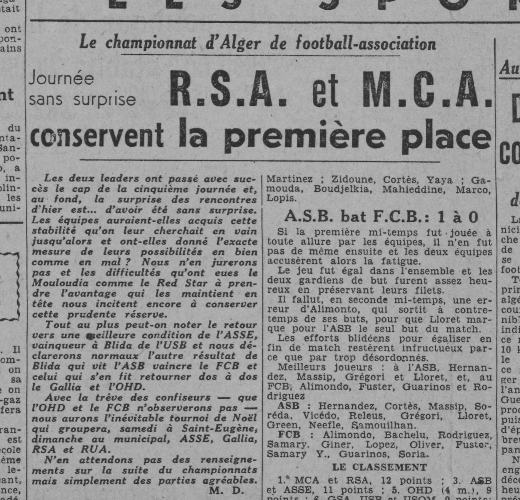 Dim 19.12.1943 MCA-RUA 1-0
